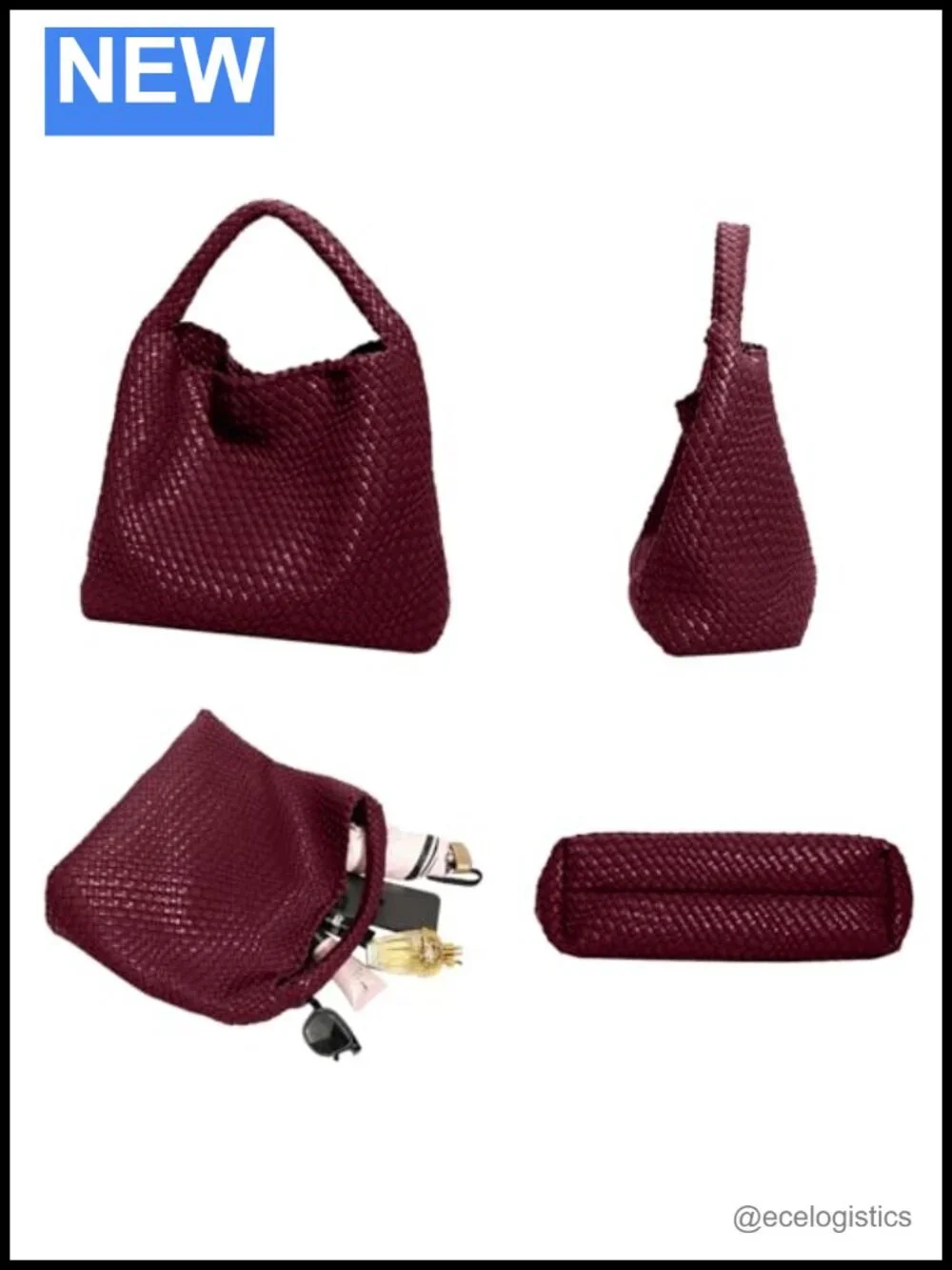 Woven Leather Hobo Bag for Women Large Capacity Shoulder Handbag Slouchy Tote
